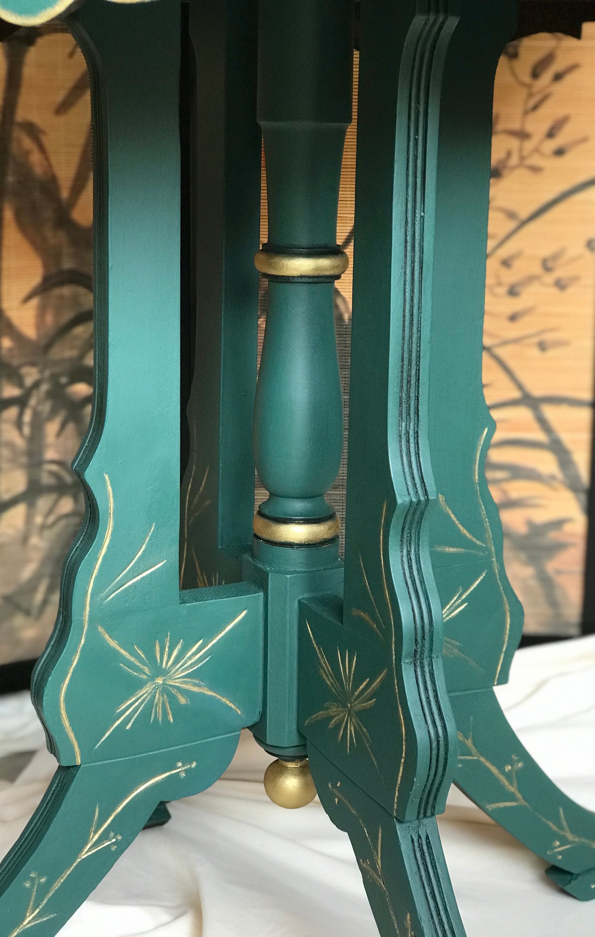 Antique Eastlake Style Hand Painted Side Table Etsy