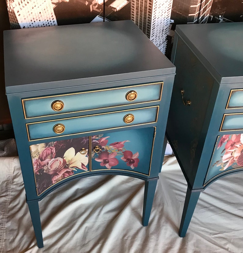 SOLD Vintage Hand Painted Nightstands Etsy