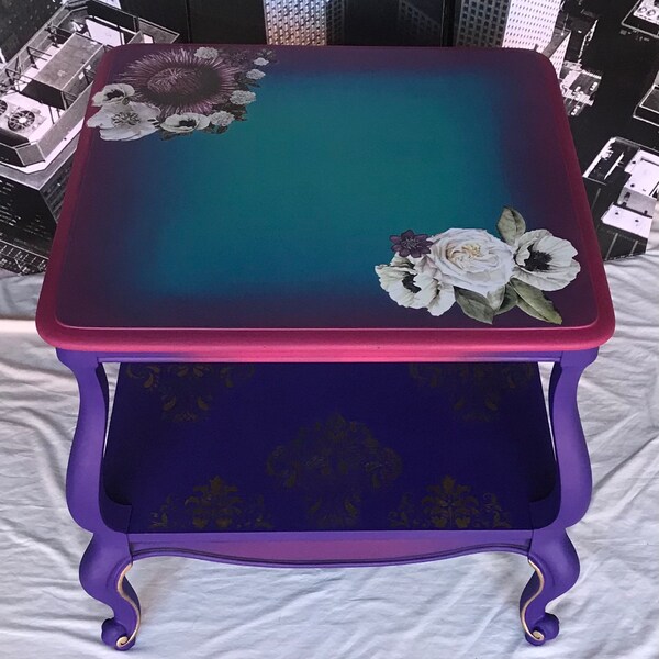 Painted Side Table Etsy