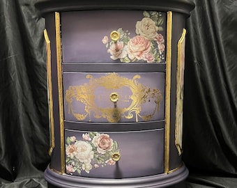 Purple, Gold, & Black Small Chest - 3 drawers