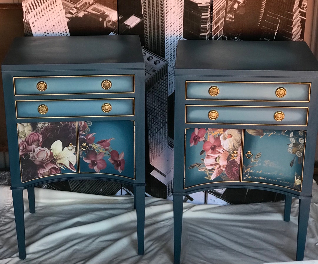 SOLD Vintage Hand Painted Nightstands Etsy