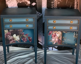 SOLD*   Vintage Hand Painted Nightstands