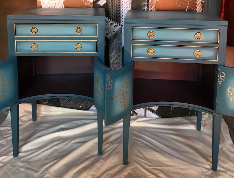 SOLD Vintage Hand Painted Nightstands Etsy