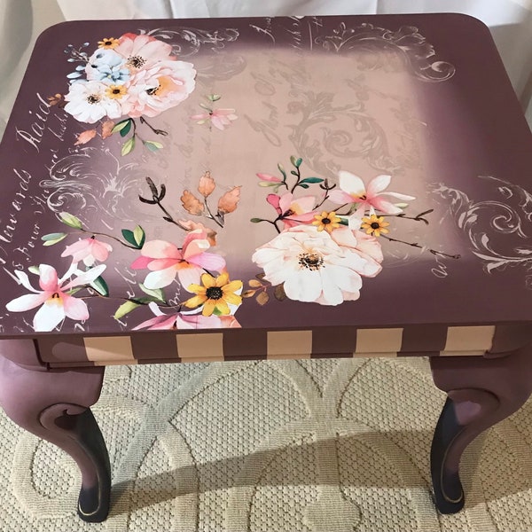 Painted End Table Etsy