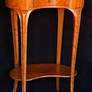 Antique French Marble Top Kidney Shaped Louis XV Side Table