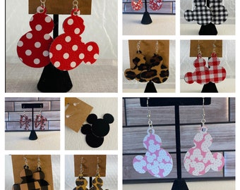 Disney Inspired Faux Leather Earrings | Mickey Mouse Inspired Faux Leather Earrings | Mouse Ears Earrings