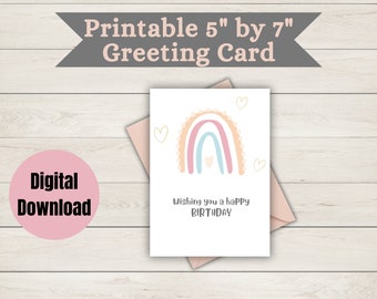 Happy Birthday Rainbow Printable Greeting Card