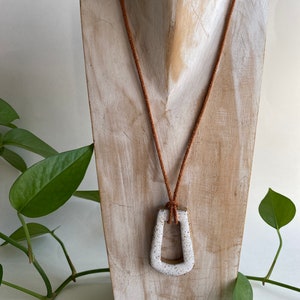 Ceramic Rocky Pendant Necklace on Leather