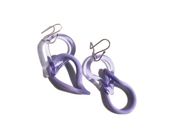 Boucles d'oreilles pluie Siffle/boucle d'oreille en verre/boucle d'oreille colorée/chaîne, boucle d'oreille pendante et goutte/agréable/transparent/violet