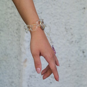 Siffle Heart Bracelet /Glass, Clear, Colourful, Dainty, Classy, Cute, Chain image 3