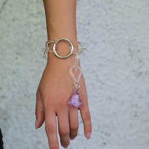 Siffle Heart Bracelet /Glass, Clear, Colourful, Dainty, Classy, Cute, Chain image 1