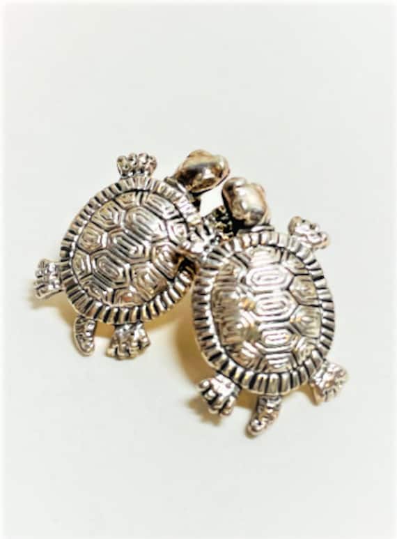 Carolyn Pollack Serpentine Sterling Silver Turtle Earrings 