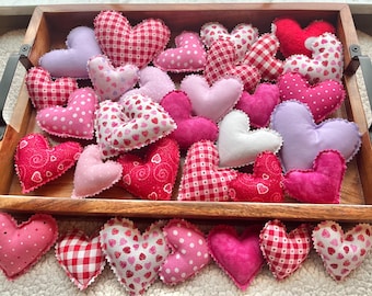 Plush Hearts, Tabletop Accents, Mini Heart Pillows, Nursery Decor, Serving Tray Decor, Valentine’s Day Decor, Colorful Custom Cotton Hearts