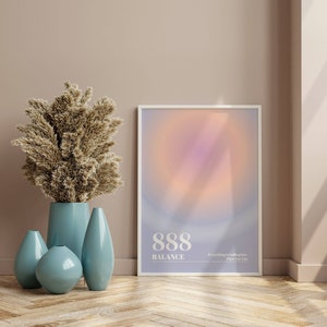 Angel Number Poster, 888 Poster, Instant Printable Download, Angel Number Wall Art, Blue Gradient Print, Energy Wall Art, Spiritual Poster
