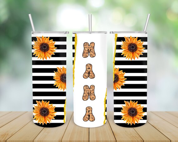 20 oz Skinny Tumbler Sublimation tumbler Mama Bear tumbler Sunflower ...