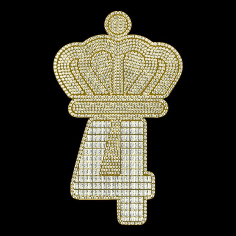 Bling Iced Out King Crown With Number 4 Pendant Necklace Etsy India
