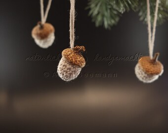 crocheted acorn tree decoration pendant
