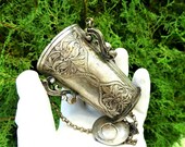 Antique Orthodox Russian silver Hanging Vigil Oil lamp with chain