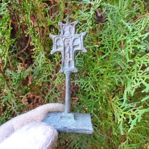 Antique Bronze Byzantine Cross Crucifix - Early Eastern Christianity, 1873