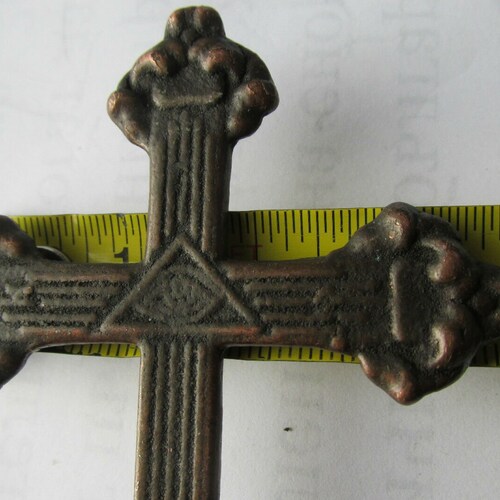 Old shops Vintage Russian orthodox hand made brass cross .Very rare!