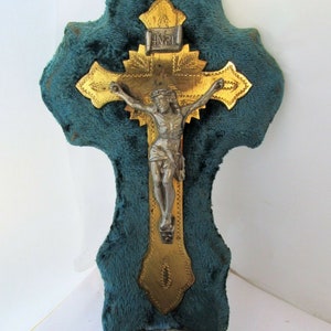 French Antique Crucifix with Holy Water Font,Jesus Christ Wall Cross Crucifix CR3