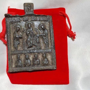 Antique  18-19th century orthodox  bronze  icon of Jesus Christ on throne