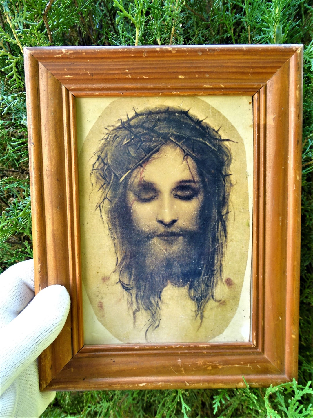 Old Orthodox Paper Icon Face of Jesus Christ in a Frame Etsy