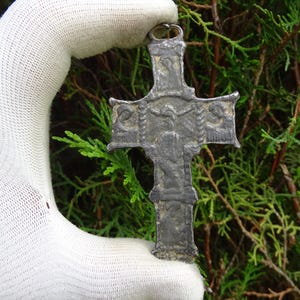 Antique Byzantine bronze cross, pendant CVG5