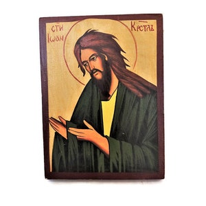 Hand painted orthodox icon of Saint John the Baptist, John the Forerunner IK1