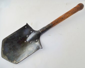 Pá militar Bleckmann Mürzzuschlag de 1915, pá de trincheira antiga da Primeira Guerra Mundial, item raro de colecionador marcado