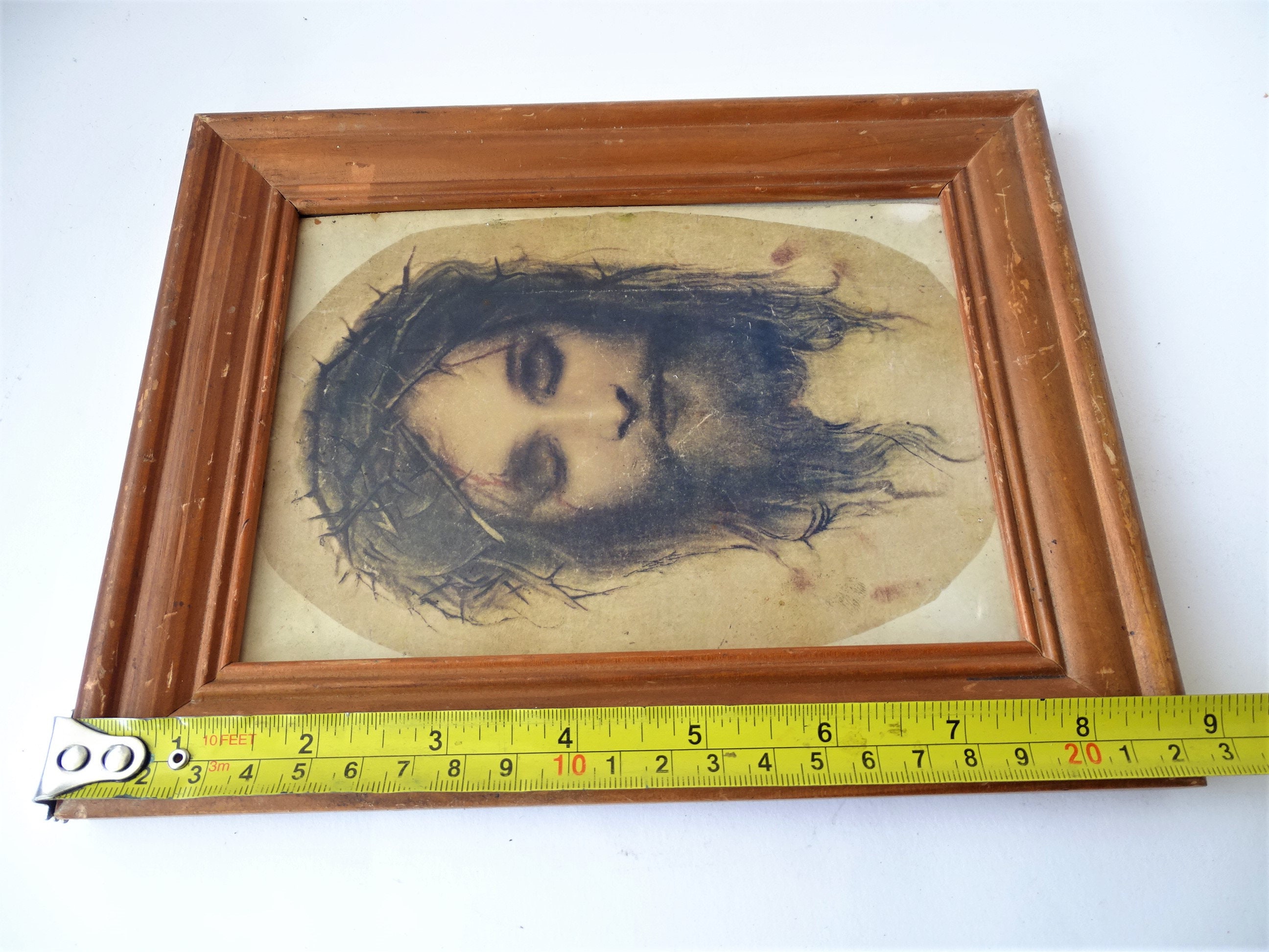 Old Orthodox Paper Icon Face of Jesus Christ in a Frame Etsy