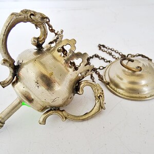 Old Authentic Orthodox Hanging Enameled Bronze Oil Candlestick, Lamp BMK4