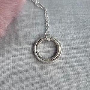 Handmade Sterling Silver Double Rings Circles Pendant Necklace