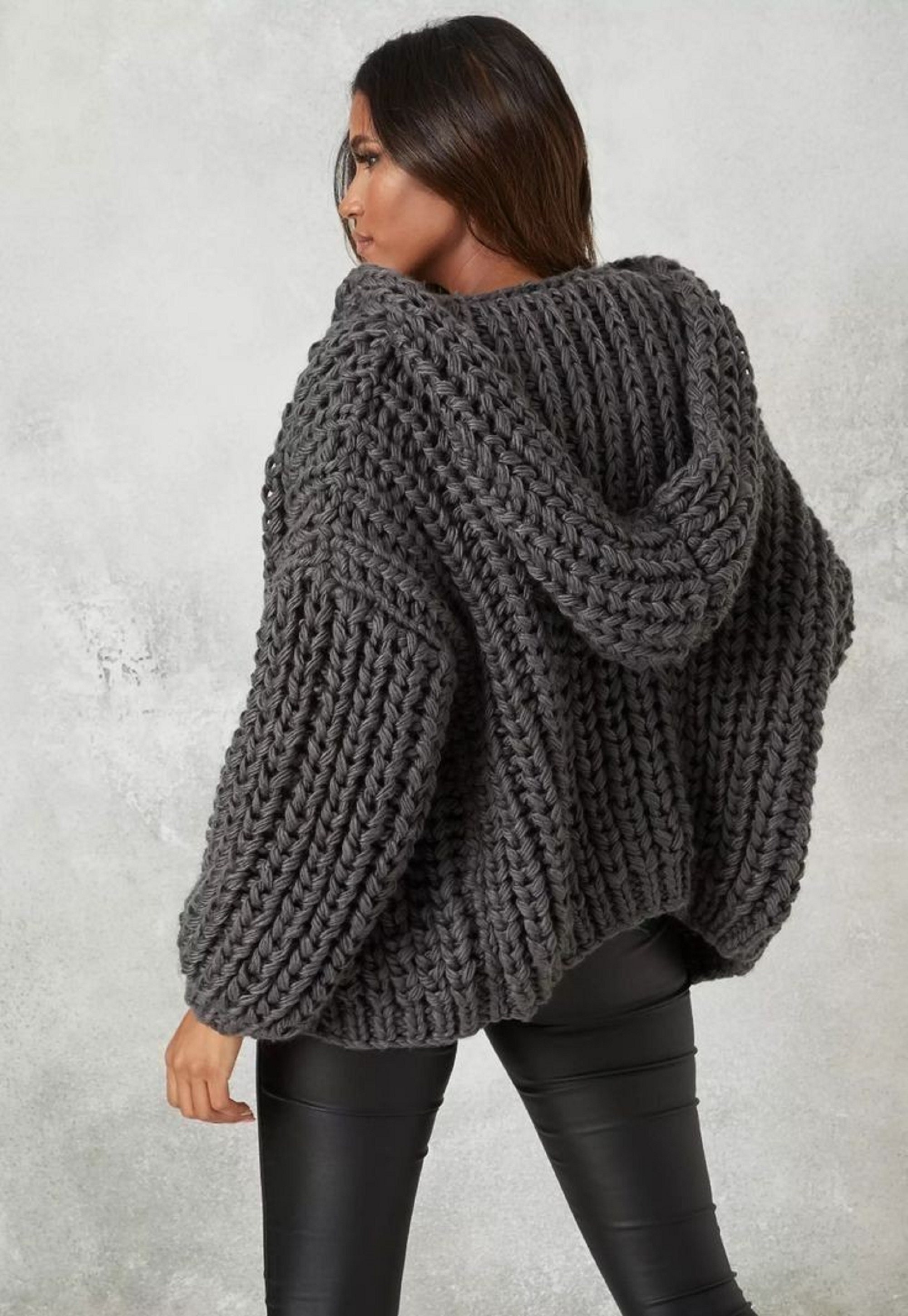 Knit Hooded Cardigan - Etsy