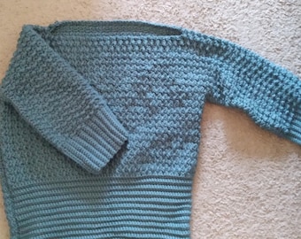 Large Retro Blue Crochet Sweater