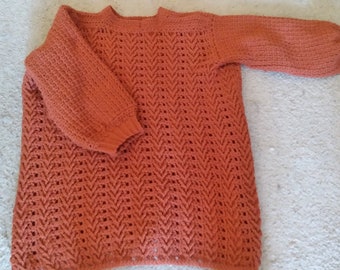 Medium Orange Crochet Sweater