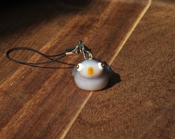 Silly Pigeon Phone Charm - Handmade Clay Keychain