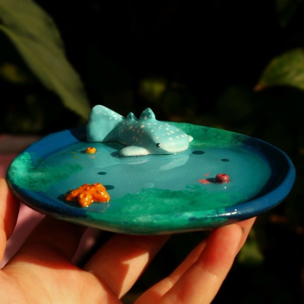 Whale Shark Trinket Dish - Cute Handmade Ocean Themed Tray