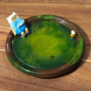 Finn Adventure Time Inspired Clay Trinket Dish -  Handmade Knick Knack Jewellery Tray