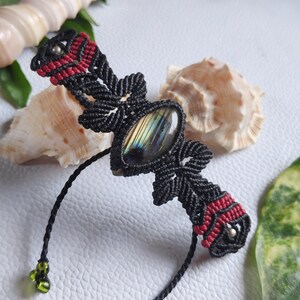 Macrame bracelet with Beautiful labradorite Hand made Macrame labradorite Bracelet with  Golden labradorite , Gift for her.