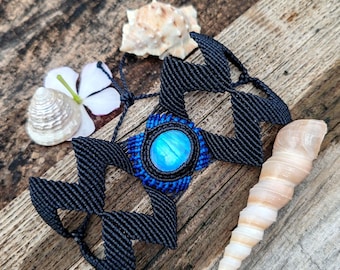 Makramee Armband mit Regenbogenmondstein-Handgemachtes Edelstein Geschenk für sie-Boho Schmuck Spirituelles Geburtstagsgeschenk für Ehefrua