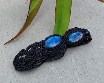 Labradorite Macrame Bracelet: Adjustable Boho bracelet gift for her.