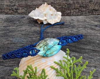Labradorite Macrame Bracelet | Blue Flash Stone Bracelet | Handmade Adjustable Bracelet for everyone.