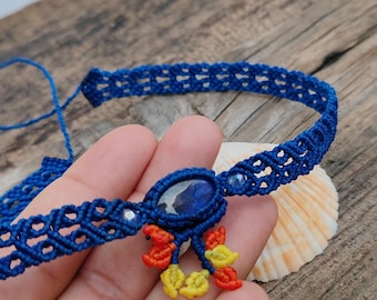 Boho Macrame Labradorite Choker – Handmade Gemstone Necklace, Adjustable Crystal Jewelry, Gift for Her & Him.