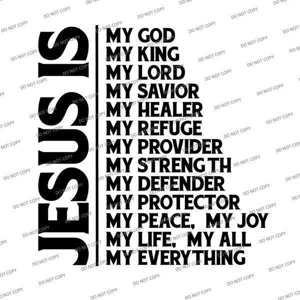 Digital SVG/PNG-Jesus is my god king lord savior healer refuge provider strength defender protector peace joy life all everything(christian)