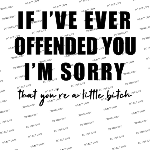 Digital SVG/PNG-If I've ever offended you I'm sorry that you're a little bitch. (Funny/Sarcastic)