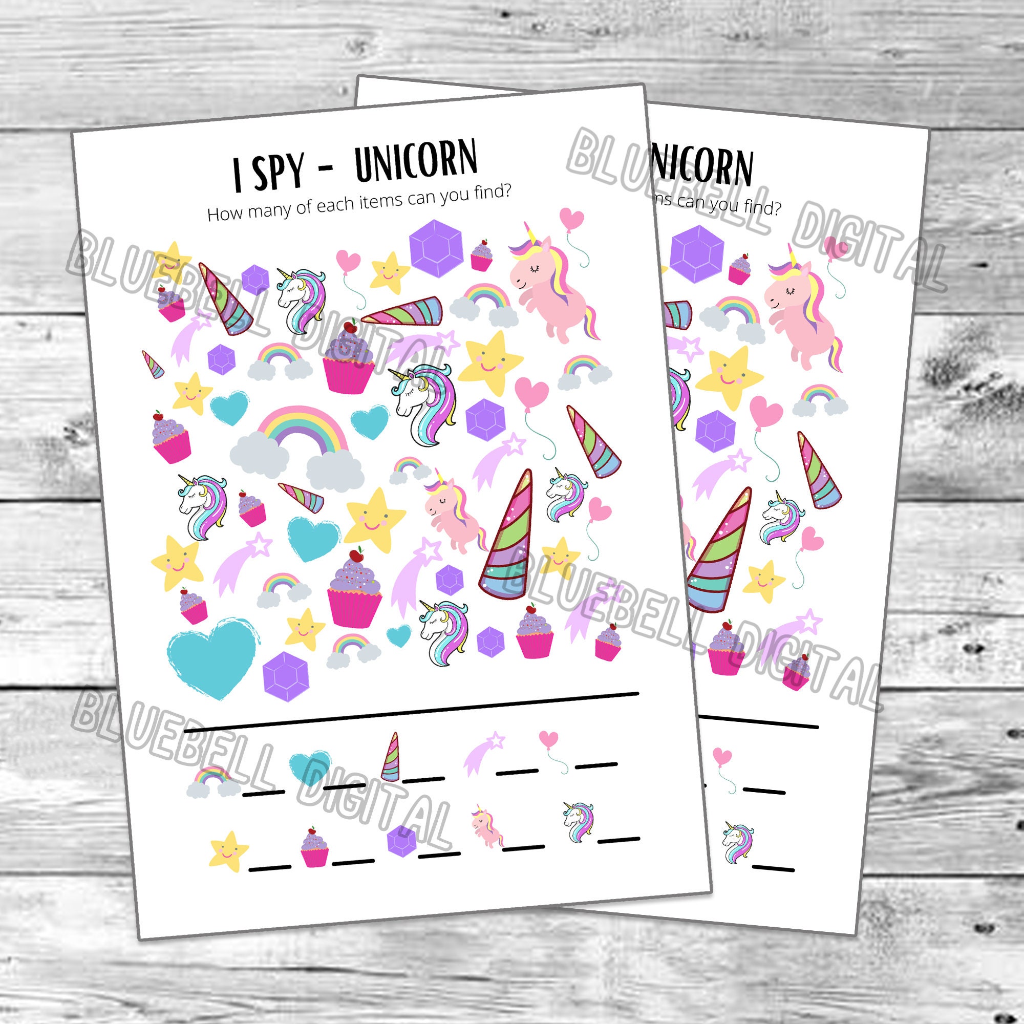 Unicorn I Spy Printable Kids After School Activity Quiet | Etsy UK