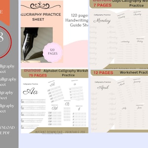 Kalligraphie Arbeitsblatt Erwachsene, Kalligraphie Übungsblätter, Kalligraphie Handschrift Blank Anleitung Blatt, Digitale Handschrift,