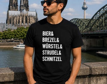 German Food T-Shirt | Bier Brezel Wurstel Strudel Schnitzel Tee