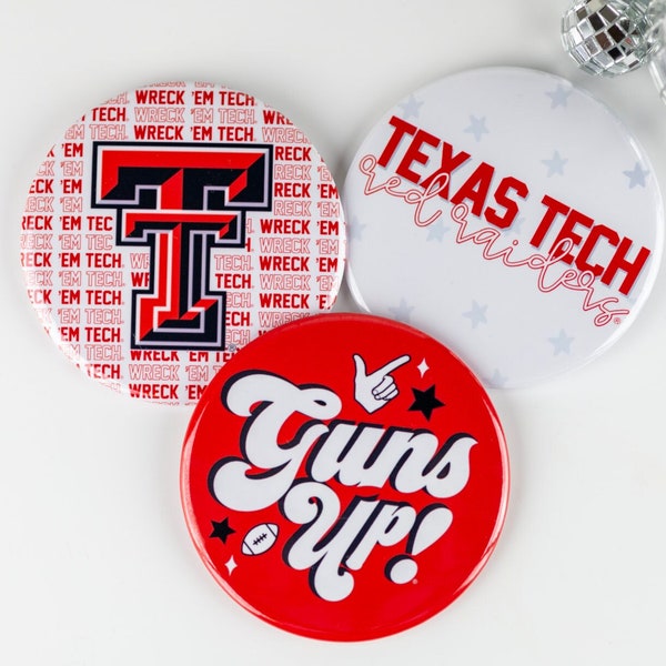 TEXAS TECH Game Day Buttons | Gameday Pins | College Football | Tailgate Buttons | Gameday Pinback Buttons